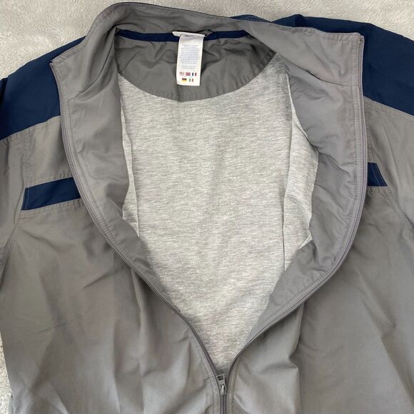 Reebok Zip Up Fleece Lined Windbreaker Jacket Men’s L Navy & Gray - Picture 4 of 10